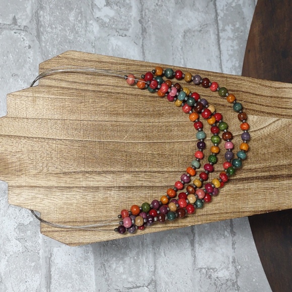 4 pc Multi Color Wood Bead Necklace/Earrings/Bracelets Set - Picture 3 of 5